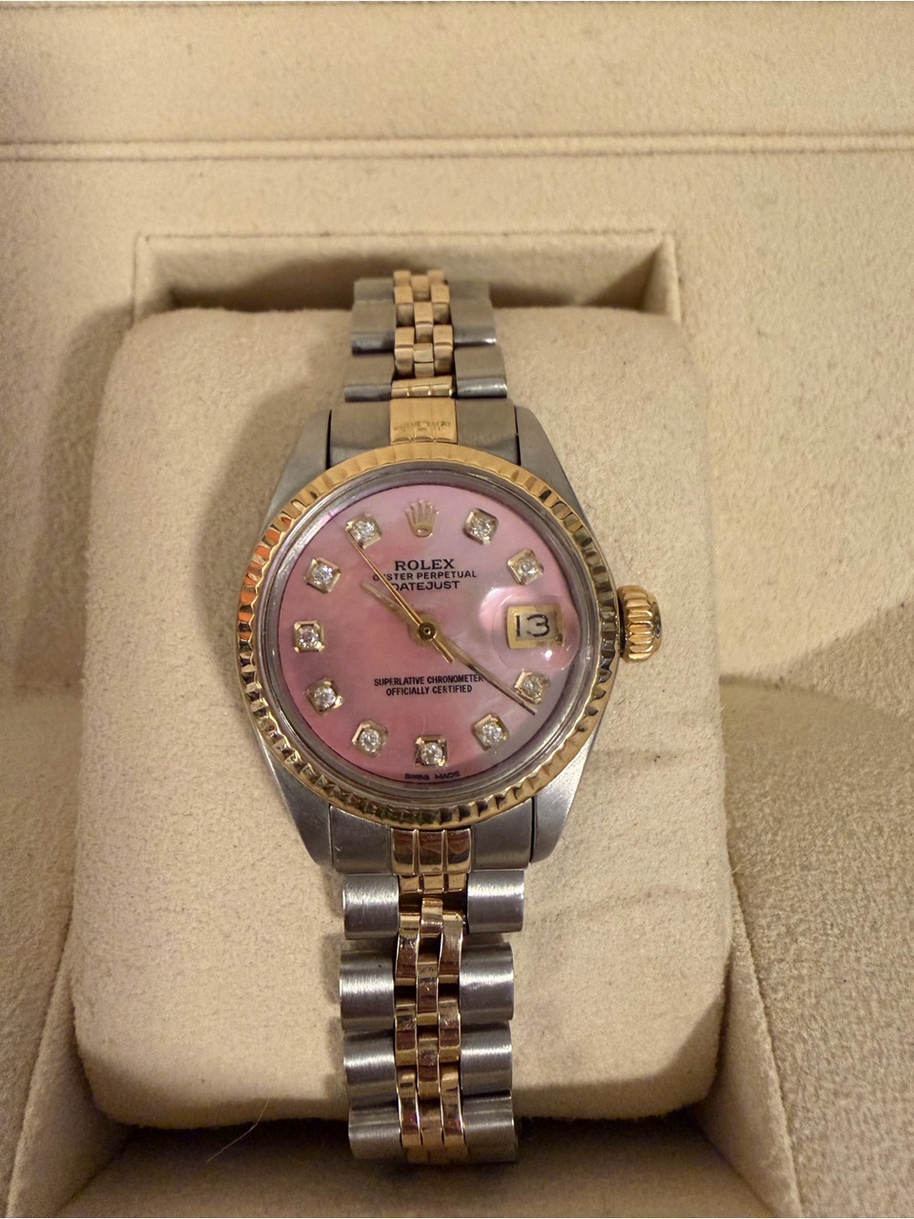 Vintage Rolex Lady-Datejust 6917 26mm Two-Tone Pink MOP Diamond Dial